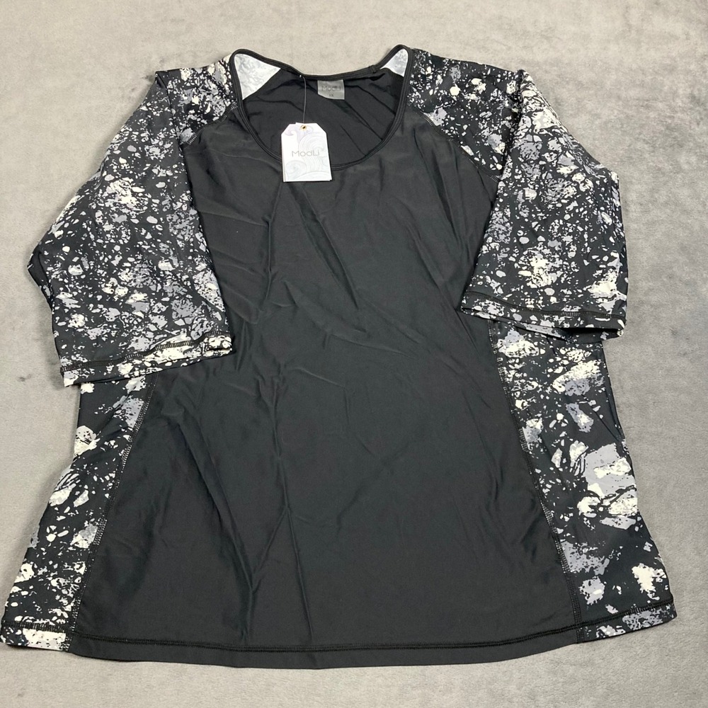 ModLi Loose Fit Margaux Swim Top Black Splatter Rash Guard UPF 50+ size 1X